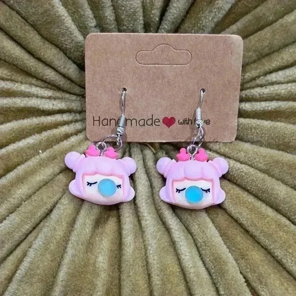 Handmade earrings bubble gum girl - Picture 1 of 2